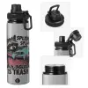 Metallic water bottle with safety cap, 850ml aluminum