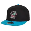Child's Flat Snapback Hat, Black/Blue (100% COTTON, CHILD, UNISEX, ONE SIZE)