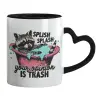 Mug heart black handle, ceramic, 330ml