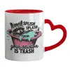 Mug heart red handle, ceramic, 330ml
