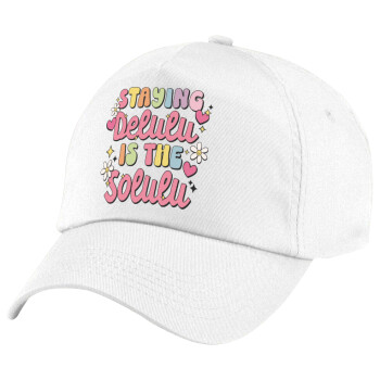 Delulu, 5-Panel Cap White, 100% Cotton (Twill), (UNISEX, ONE SIZE)