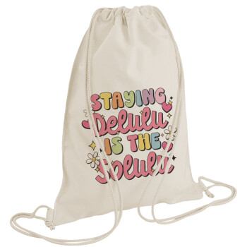 Delulu, Backpack bag GYMBAG natural (28x40cm)