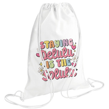 Delulu, Backpack pouch GYMBAG white (28x40cm)