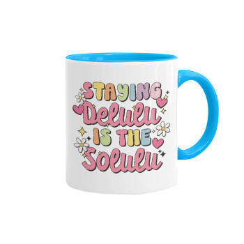 Delulu, Mug colored light blue, ceramic, 330ml