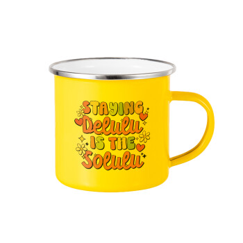 Delulu, Yellow Enamel Metallic Cup 360ml