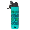 Metallic water bottle with safety lid, 850ml aluminum