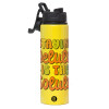 Metallic water bottle with safety lid, 850ml aluminum