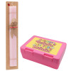 Easter Set, children's snack container PINK & scented flat Easter candle (30cm) (PINK)