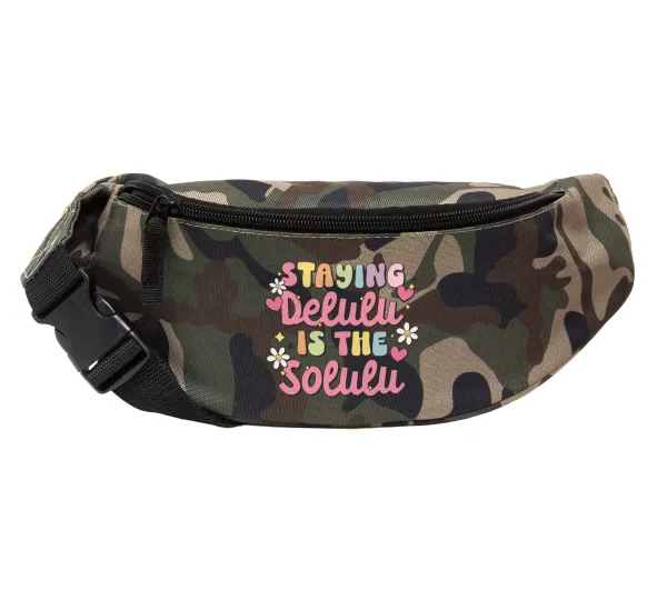 Delulu — Unisex waist bag (banana) in Jungle camouflage color with 2 pockets