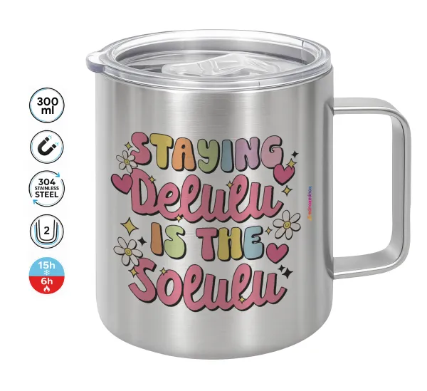 Delulu — Double-walled stainless steel mug 300ml with temperature-retaining lid