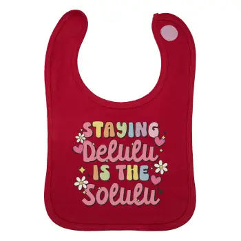 Delulu, Σαλιάρα με Σκρατς Κόκκινη 100% Organic Cotton (0-18 months)