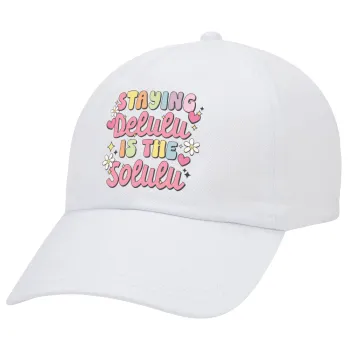 Delulu, Καπέλο Ενηλίκων Baseball Λευκό 5-φύλλο (POLYESTER, ΕΝΗΛΙΚΩΝ, UNISEX, ONE SIZE)