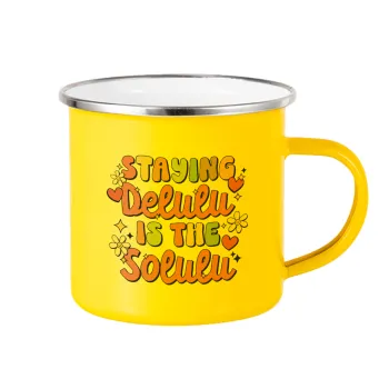 Delulu, Yellow Enamel Metallic Cup 360ml