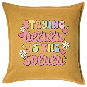 Delulu, Μαξιλάρι καναπέ Κίτρινο 100% βαμβάκι, περιέχεται το γέμισμα (50x50cm)