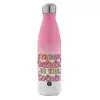 Μεταλλικό παγούρι θερμός Ροζ/Λευκό (Stainless steel), διπλού τοιχώματος, 500ml