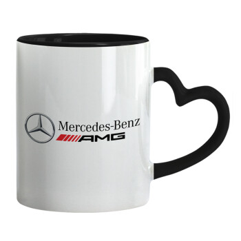 AMG Mercedes, Mug heart black handle, ceramic, 330ml