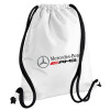 Backpack pouch GYMBAG white, with pocket (40x48cm) & thick cords