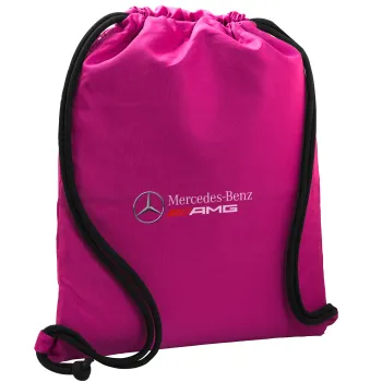 AMG Mercedes, Backpack pouch GYMBAG Fuchsia, with pocket (40x48cm) & thick cords