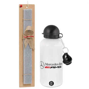 AMG Mercedes, Πασχαλινή Λαμπάδα με παγούρι μεταλλικό  αλουμινίου (500ml) & κερί αρωματικό πλακέ (30cm) (ΓΚΡΙ)