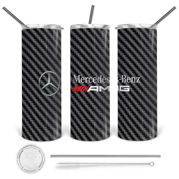 AMG Mercedes, Tumbler stainless steel 600ml, with metal straw & cleaning brush