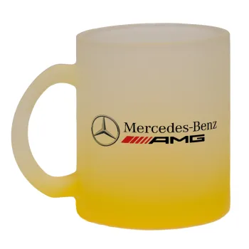 AMG Mercedes, Κούπα γυάλινη δίχρωμη με βάση το κίτρινο ματ, 330ml