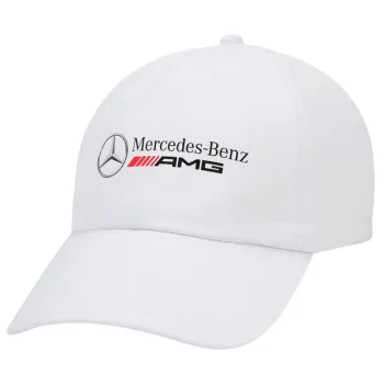 AMG Mercedes, Adult Baseball Cap White 5-panel (POLYESTER, ADULT, UNISEX, ONE SIZE)