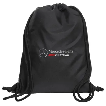 AMG Mercedes, Backpack pouch GYMBAG Black, with pocket (40x48cm) & thick cords