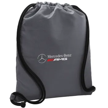 AMG Mercedes, Τσάντα πλάτης πουγκί GYMBAG ΓΚΡΙ, με τσέπη (40x48cm) & χονδρά κορδόνια