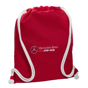 AMG Mercedes, Backpack pouch GYMBAG Red, with pocket (40x48cm) & thick cords