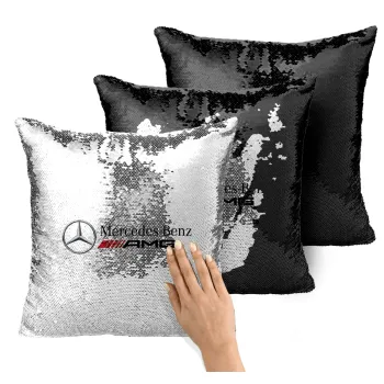 AMG Mercedes, Μαξιλάρι καναπέ Μαγικό Μαύρο με πούλιες 40x40cm περιέχεται το γέμισμα
