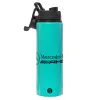 Metallic water bottle with safety lid, 850ml aluminum