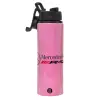 Metallic water bottle with safety lid, 850ml aluminum