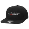 Adult Flat Snapback Hat Black, (100% COTTON TWILL, ADULT, UNISEX, ONE SIZE)