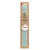Easter Set, wooden keychain & aromatic flat Easter candle (30cm) (TURQUOISE)