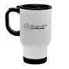 Stainless steel travel mug with lid, double wall white 450ml
