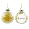 Transparent Christmas tree ball ornament with gold filling 8cm