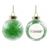 Transparent Christmas tree ball ornament with green filling 8cm