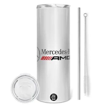 AMG Mercedes, Tumbler stainless steel 600ml, with metal straw & cleaning brush