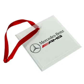 AMG Mercedes, Christmas ornament, glass square ornament 9x9cm