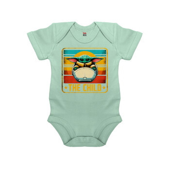 The Child, Βρεφικό φορμάκι μωρού, 0-18 μηνών, mint (Μέντα), 100% Organic Cotton, κοντομάνικο
