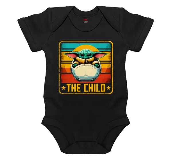 The Child — Βρεφικό φορμάκι μωρού, 0-18 μηνών, ΜΑΥΡΟ, 100% Organic Cotton, κοντομάνικο