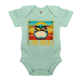 The Child, Βρεφικό φορμάκι μωρού, 0-18 μηνών, mint (Μέντα), 100% Organic Cotton, κοντομάνικο