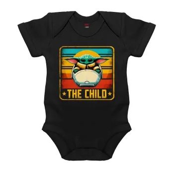 The Child, Βρεφικό φορμάκι μωρού, 0-18 μηνών, ΜΑΥΡΟ, 100% Organic Cotton, κοντομάνικο