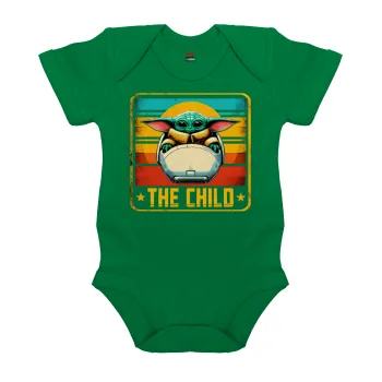 The Child, Βρεφικό φορμάκι μωρού, ΠΡΑΣΙΝΟ, 100% Organic Cotton, κοντομάνικο