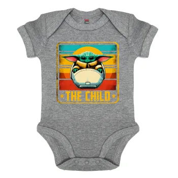 The Child, Βρεφικό φορμάκι μωρού, 0-18 μηνών, ΓΚΡΙ ΜΕΛΑΝΖΕ, 100% Organic Cotton, κοντομάνικο