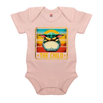 The Child, Βρεφικό φορμάκι μωρού, 0-18 μηνών, ΡΟΖ POWDER, 100% Organic Cotton, κοντομάνικο