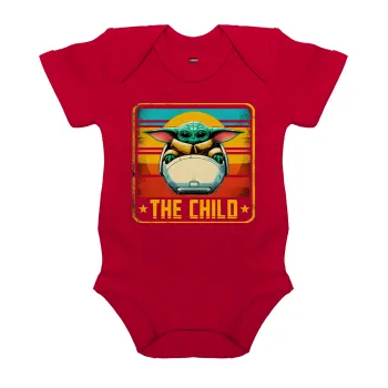 The Child, Βρεφικό φορμάκι μωρού, ΚΟΚΚΙΝΟ, 100% Organic Cotton, κοντομάνικο