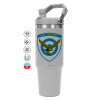 ΓΚΡΙ χρώματος Θερμός Ανοξείδωτο 890ml (30oz) με χερούλι