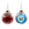 Transparent Christmas tree ball ornament with red filling 8cm