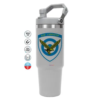 Ελληνική Πολεμική Αεροπορία, GREY color, 890ml (30oz) stainless Steel Tumbler with Handle